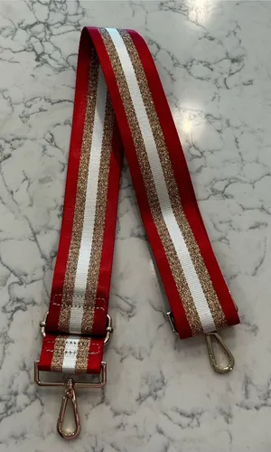 Crossbody Purse Replacement Strap Red White Gold‎ w/ Glitter thumbnail 1