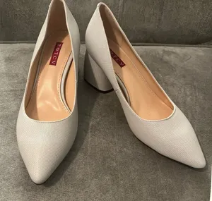ROTCV Women's Pointed Block Heel Pumps in white iridescent thumbnail 1