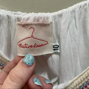 LF Native Rose Boho Tribal Embroidered Layered Blouse Tank Top White Size 10 thumbnail 5