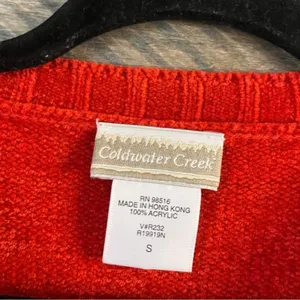 Coldwater Creek Red Christmas Tree Car‎ Sweater Size Small thumbnail 10