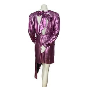 NWT Elliatt Avalee Cocktail Dress Metallic Sheen Long Sleeve Drape Skirt Party‎ thumbnail 5