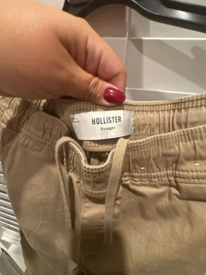 Hollister Straight Pants Size S Tan Drawstring Khaki thumbnail 2