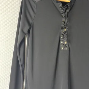 Lauren Ralph Lauren Top Women XS Black Lace Up Satin Trim Long Sleeve Equestrian thumbnail 7