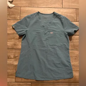 Figs scrubs Blue teal V-Neck Shirt size small thumbnail 1