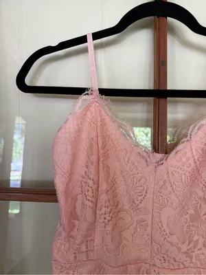 Willow & Root Blush Pink Lace Overlay Bodysuit Coquette Balletcore - Small thumbnail 2