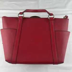 Michael Kors Red Saffiano‎ Leather Satchel Crossbody Bag Gold Hardware Tassel thumbnail 3