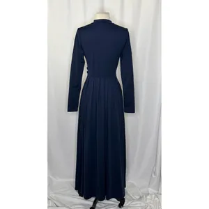 HALARA Navy Blue Mock Neck Long Sleeve Pocket Flare Maxi Casual Dress Knit XS thumbnail 10