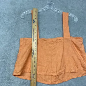 Back Beat Co Top Womens Small Linen Orange Crop Tank Top O Ring Straps thumbnail 3