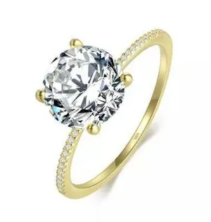 Sterling Silver SIZE 8 18kt Gold Plated 925 3Ct Engagement Wedding Ring thumbnail 1