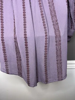 Free People Blouse Womens Medium Purple Striped Henley Long Sleeve Tunic Top thumbnail 10