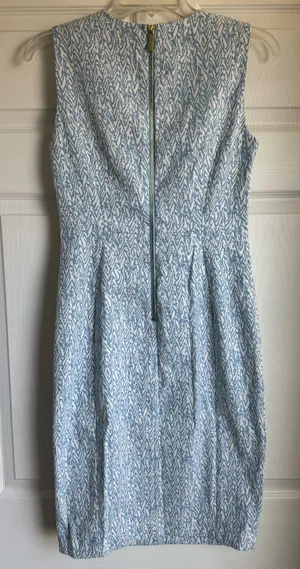 Calvin Klein Blue & White Sleeveless Textured Sheath Dress Women’s Size 6 thumbnail 3