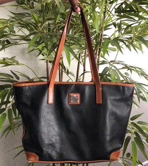 Dooney & Bourke Charleston Black Brown Leather Tote Satchel Shoulder Hand Bag Purse Vintage Measurement in pics thumbnail 1