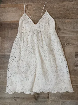 H&M White Eyelet Summer Dress with Spaghetti Straps thumbnail 1