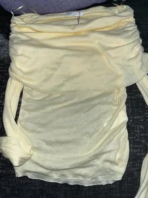ZARA Butter Yellow Off the Shoulder Long sleeve top thumbnail 1