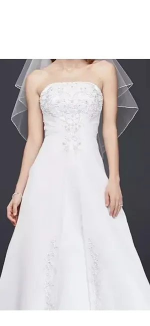 Wedding David's Beaded Bridal Dress White Gown Strapless A-Line 2 thumbnail 3