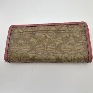 Coach Signature C Zip Around Brown Coated Canvas Wallet thumbnail 2