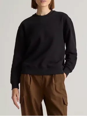 Quince Organic Cotton Heavyweight Crewneck Sweatshirt in Black thumbnail 1