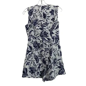 Cider Wmns‎ Blue White Floral Tie Front Cutout Cotton Romper CD2021121048944PS M thumbnail 3