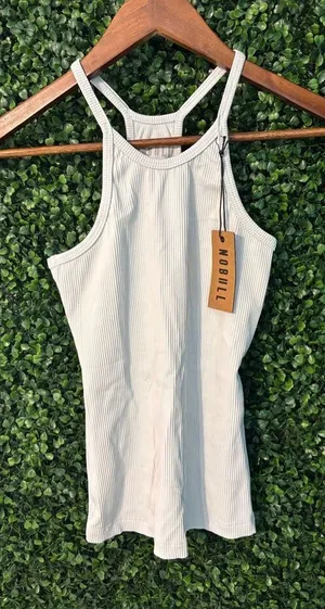 NoBull Frost Blue Ribbed Full Length Tank Top Sz XS NWT thumbnail 1