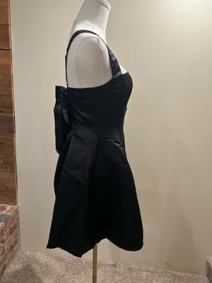 Micas Black Satin Mini Dress thumbnail 3