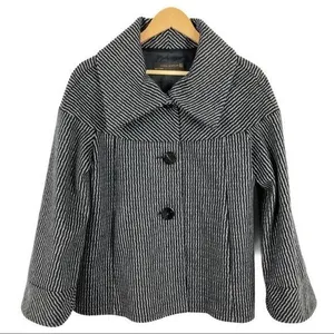 Zara wool retro jacket with big buttons gray and black pattern, wide sleeves M thumbnail 1