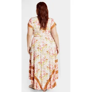 City Chic Maxi Sky Dress Ivory Free Floral Paisley Handkerchief Hem Plus Sz 18 M thumbnail 5