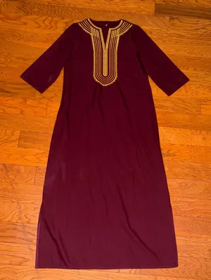 Burgundy & Gold Long Dress thumbnail 1