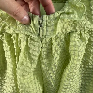 Mable M Medium Babydoll Mini Dress Green Textured Puff Sleeves Pockets‎ Coquette thumbnail 12