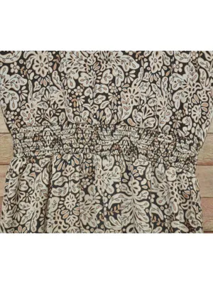 MSK Jumpsuit Womens L Black Beige Paisley Wide Leg Smocked Waist Boho thumbnail 5
