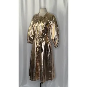 NWT!! Anthropologie MARE MARE Shine Faux Leather Shirt Dress Pearl Metallic XS thumbnail 6