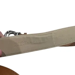 Michael Kors Women's Brown Leather Belt Silver Buckle Adjustable Chunky thumbnail 4