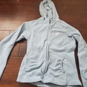 The North Face Women’s Light Blue Fleece Hooded Jacket Size Medium thumbnail 1