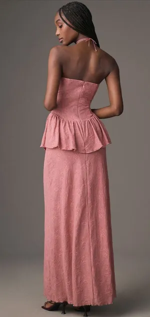 Anthropologie Mauve Peplum Dress thumbnail 2