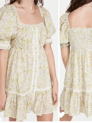 LOVE THE LABEL anthropologie Josepha floral boho white dress smocked size xs thumbnail 3