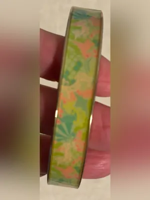 Lilly Pulitzer Colorful Floral Print Gold Tone Hinged Cuff Bracelet thumbnail 5