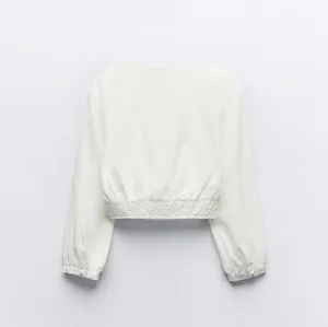 ZARA Textured Tweed Short Sleeve Top - Off White / Beige - Size XL - NWOT thumbnail 5
