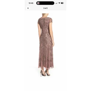 Pisarro Nights Embellished Mesh MIDI Gown Beaded Sz 10 Mauve NWT $268 thumbnail 2