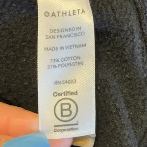 497 | Athleta Sundown Relaxed ‎ Black Fleece Lined Pullover Hoodie Womens Large thumbnail 6