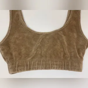 Zara Women’s Terry Sleeveless Crop Beach Neutral Lounge Tank Tan Top Size‎ S thumbnail 5