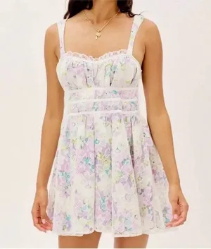 For Love And Lemons Loretta Lace Floral Mini Dress Ivory NWT Size XS thumbnail 14