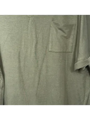 Womens XL Olive Green V Neck Pocket Tee Rolled Sleeve Stretch Casual Oversized T thumbnail 3