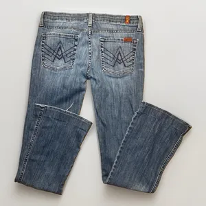 7 For All Mankind A Pocket Jeans Bootcut Flare Low Rise Y2K Denim Size 27 thumbnail 2
