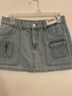 Rewash Light Blue Mini Skirt with Utility Pockets  thumbnail 4