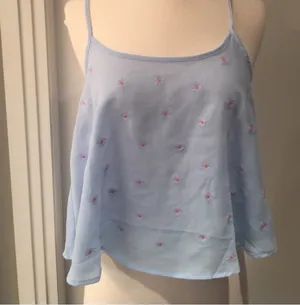 Mine Blue Daisy Flowy Crop Top Size M thumbnail 1