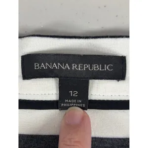 Banana Republic Black White Striped Mini Skirt 12 Stretch Bold‎ thumbnail 5