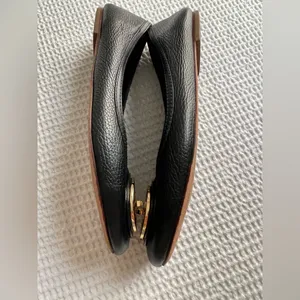 Tory Burch Black Flats with Gold Emblem thumbnail 8