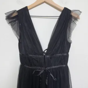 NEW Lulus Women Im All Yours Dress XS Black Tulle‎ Flutter Plunging Maxi Gown thumbnail 8
