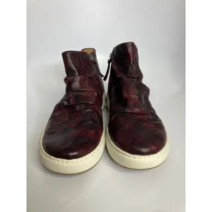 Sofft Khele21 High Top‎ Sneaker Women 10M Burgundy Excellent Ruched Leather Zip thumbnail 2