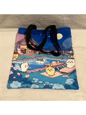 Night Scene Print Tote Bag Blue thumbnail 3