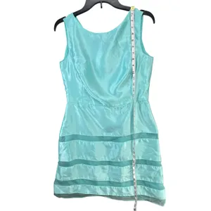 Taylor Dress Womens 10 Aqua Blue Satin Sleeveless Sheer V Back Party‎ Classic thumbnail 10